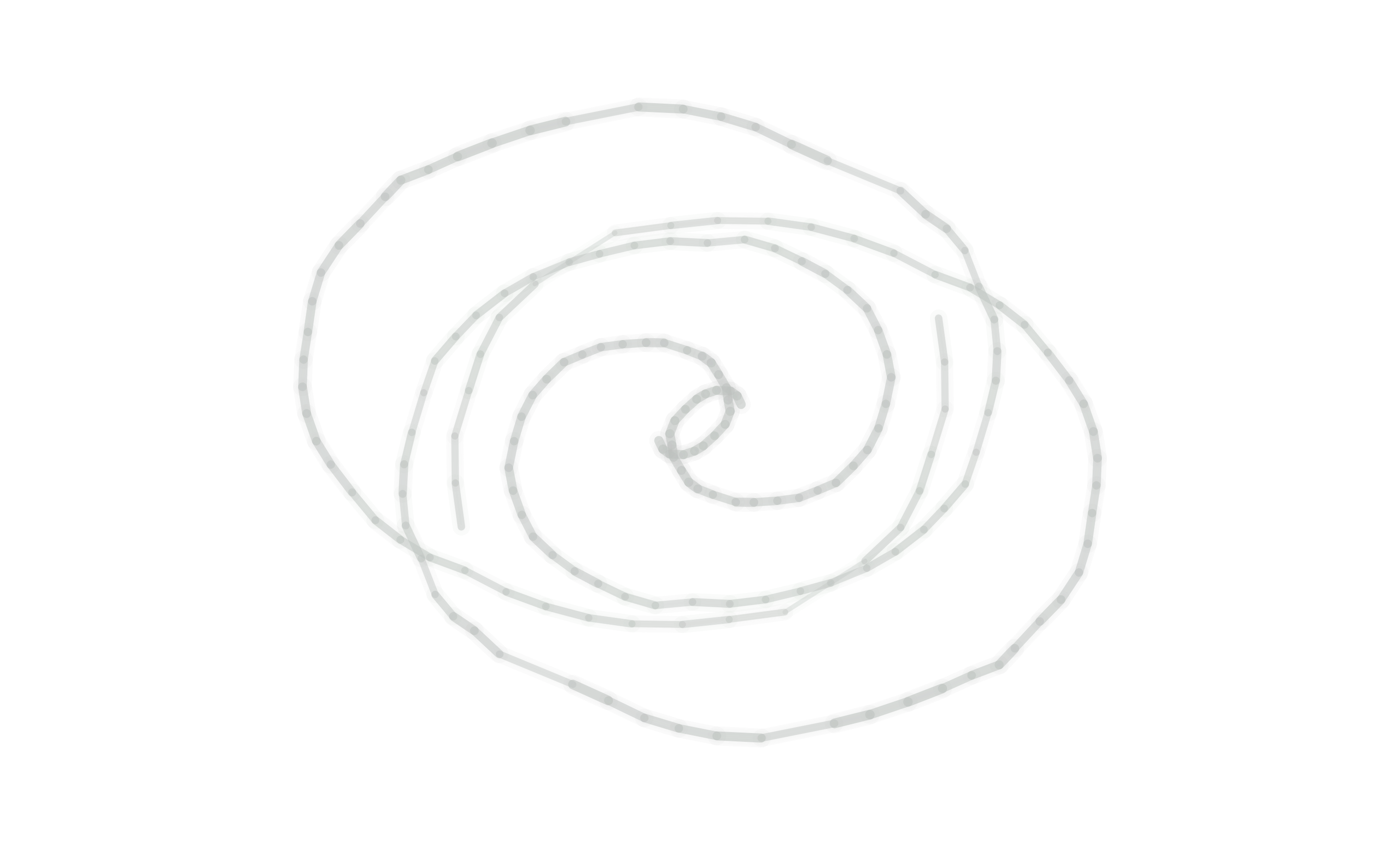 Clarion output, grey spiral gestural drawing